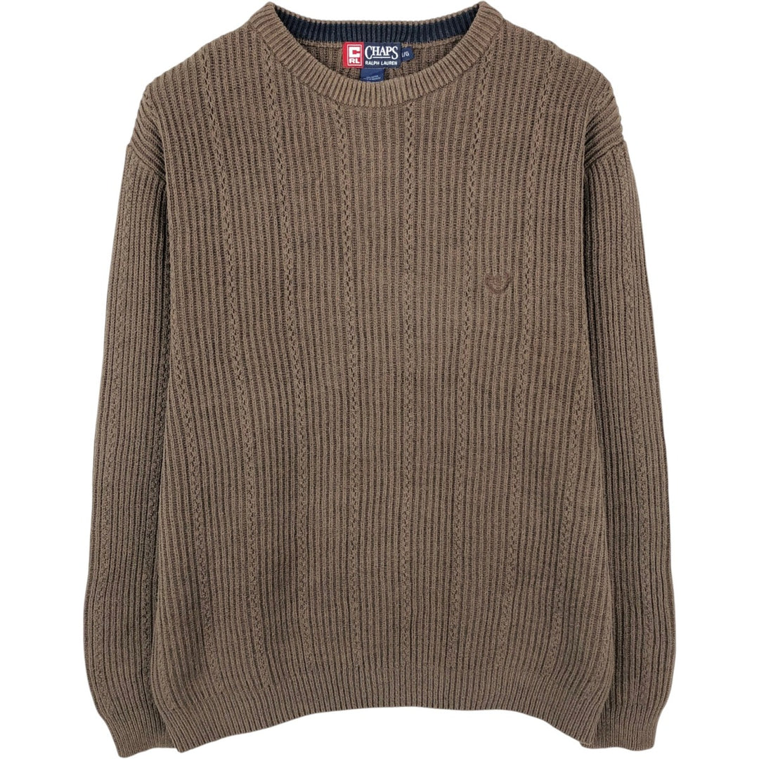Ralph Lauren CHAPS Ribbed Cotton Knit Sweater, Men's Size L (approx.) cotton brown type Vintage Second Hand