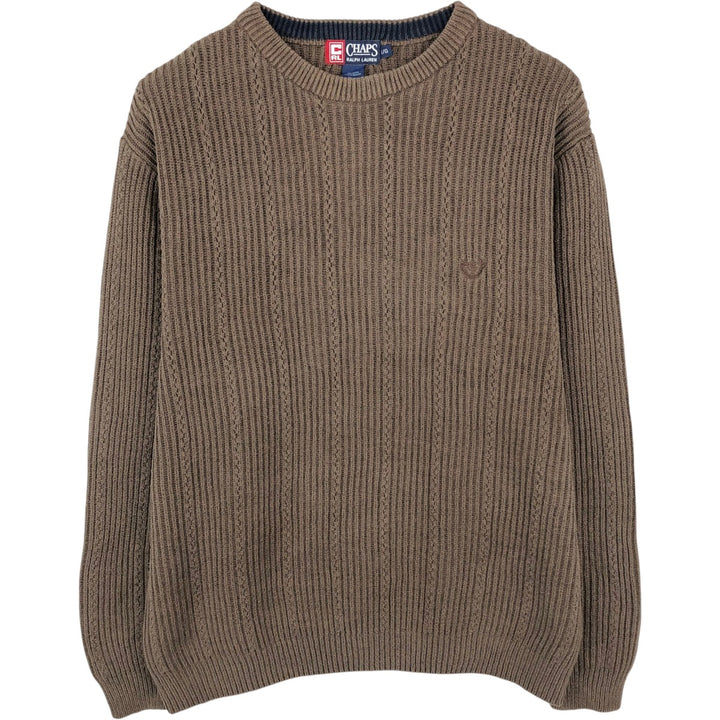 Ralph Lauren CHAPS Ribbed Cotton Knit Sweater, Men's Size L (approx.) cotton brown type Vintage Second Hand