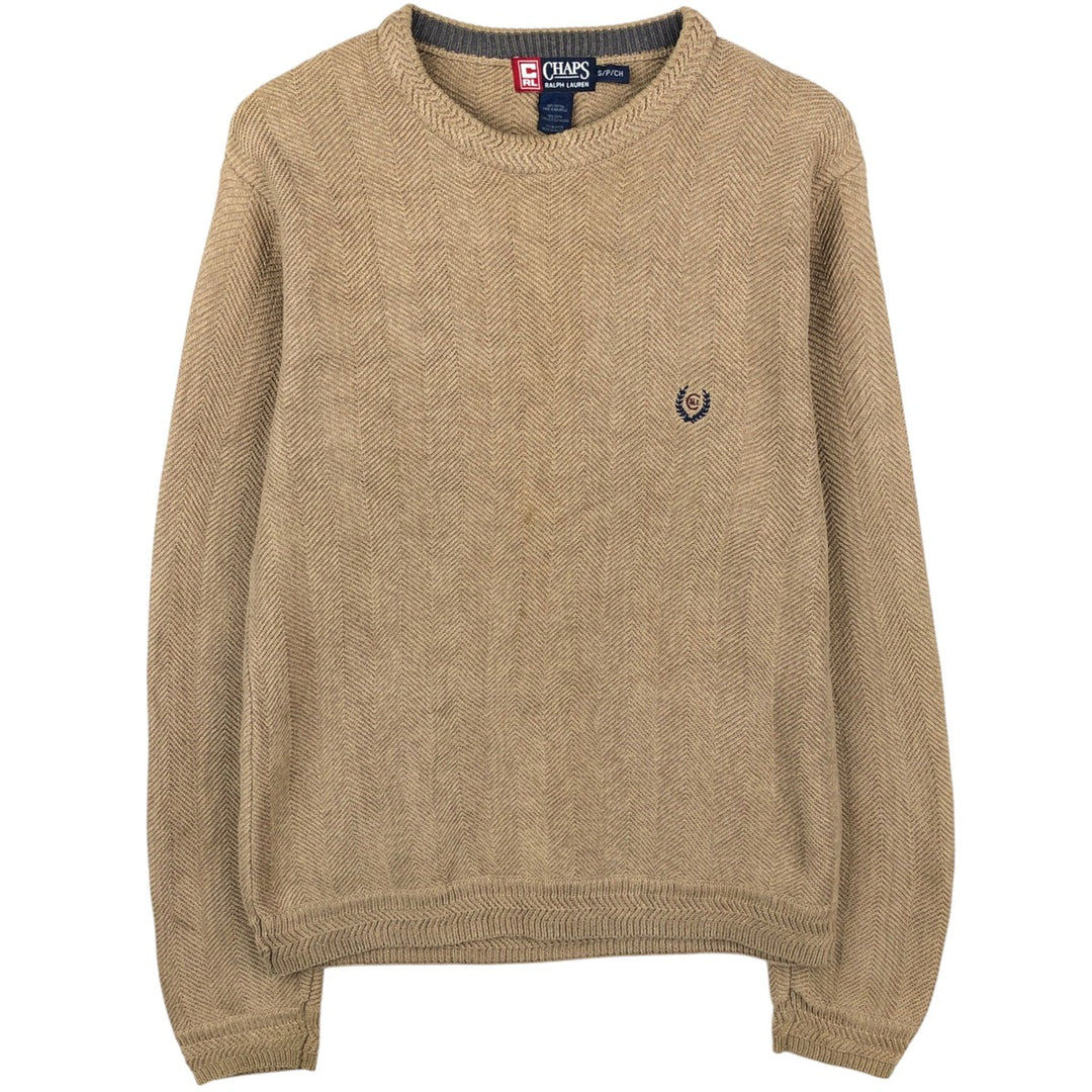 Ralph Lauren CHAPS Herringbone Cotton Knit Sweater, Men's Size Small cotton Beige type Vintage Second Hand