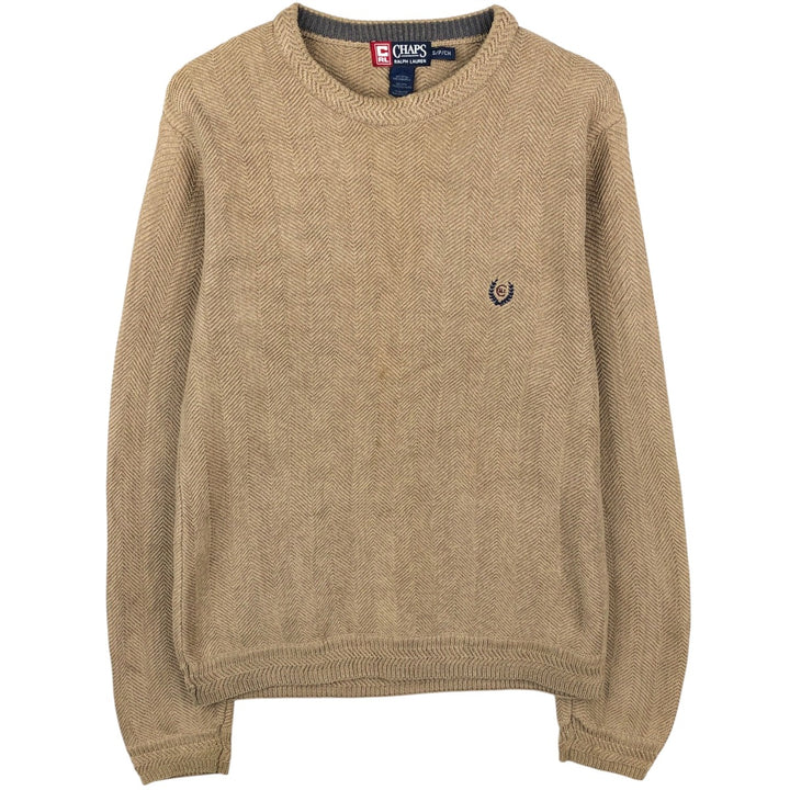 Ralph Lauren CHAPS Herringbone Cotton Knit Sweater, Men's Size Small cotton Beige type Vintage Second Hand