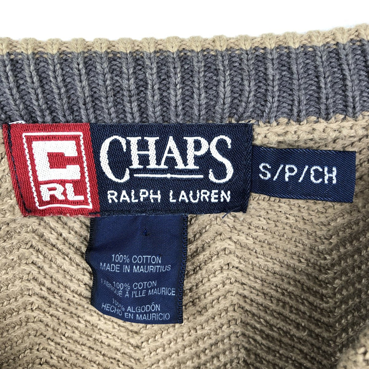 Ralph Lauren CHAPS Herringbone Cotton Knit Sweater, Men's Size Small cotton Beige type Vintage Second Hand