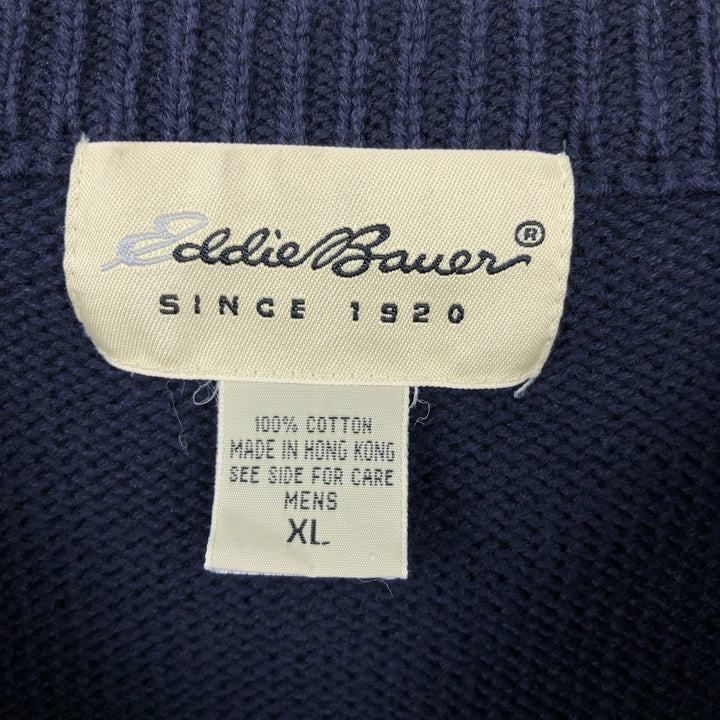 Vintage Eddie Bauer cotton knit sweater, men's size XL cotton navy blue type Vintage Second Hand