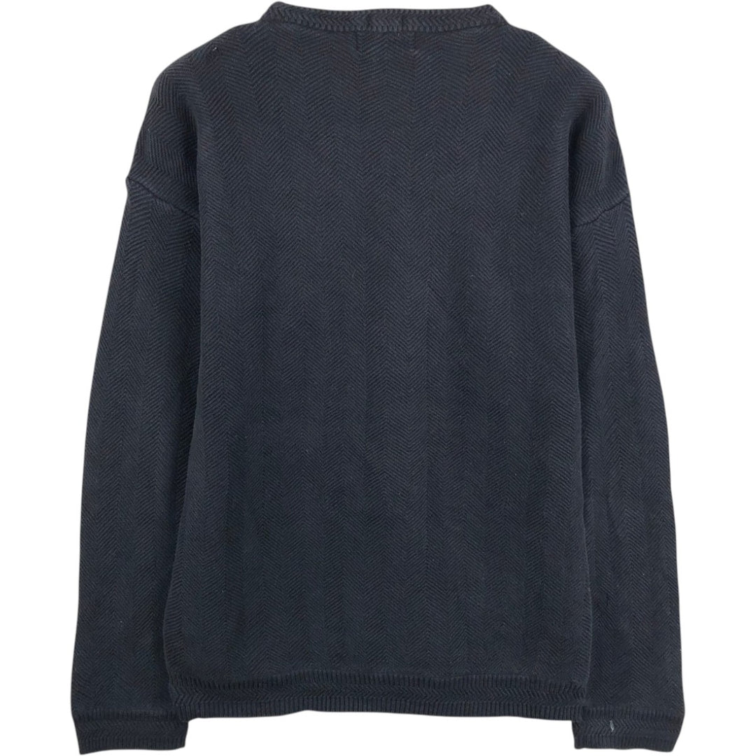 Ralph Lauren CHAPS Herringbone Cotton Knit Sweater, Men's Size L cotton black type Vintage Second Hand