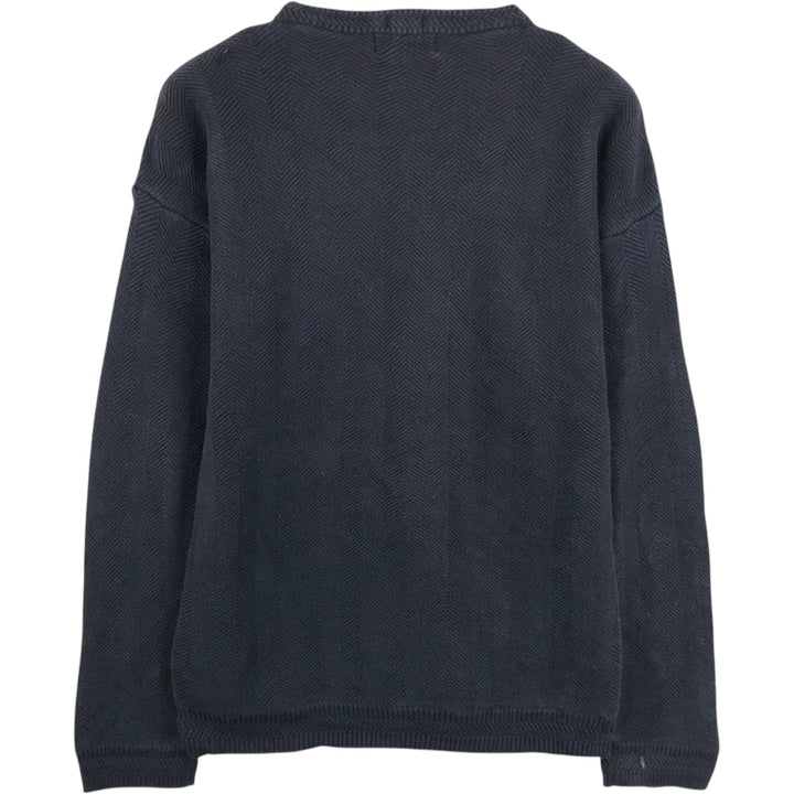 Ralph Lauren CHAPS Herringbone Cotton Knit Sweater, Men's Size L cotton black type Vintage Second Hand