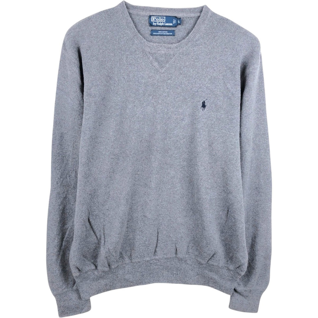 Ralph Lauren POLO by Ralph Lauren Cotton Knit Sweater Men's L size cotton gray type Vintage Second Hand