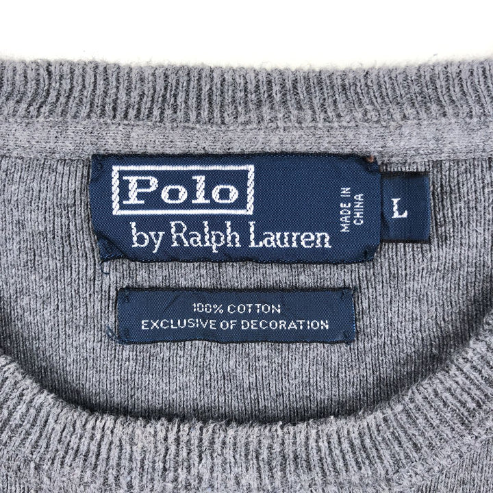 Ralph Lauren POLO by Ralph Lauren Cotton Knit Sweater Men's L size cotton gray type Vintage Second Hand