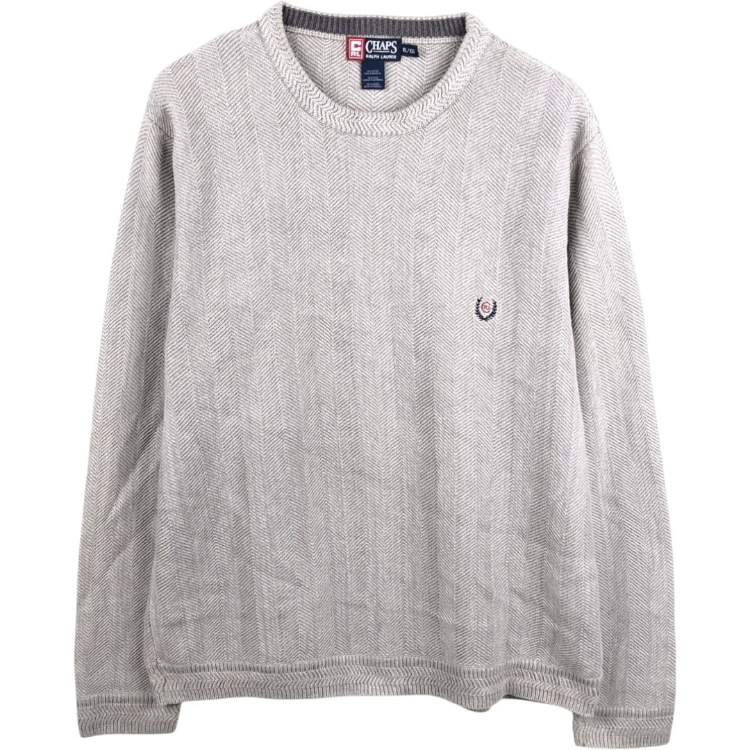 Ralph Lauren CHAPS Herringbone Cotton Knit Sweater Men's XL cotton gray type Vintage Second Hand