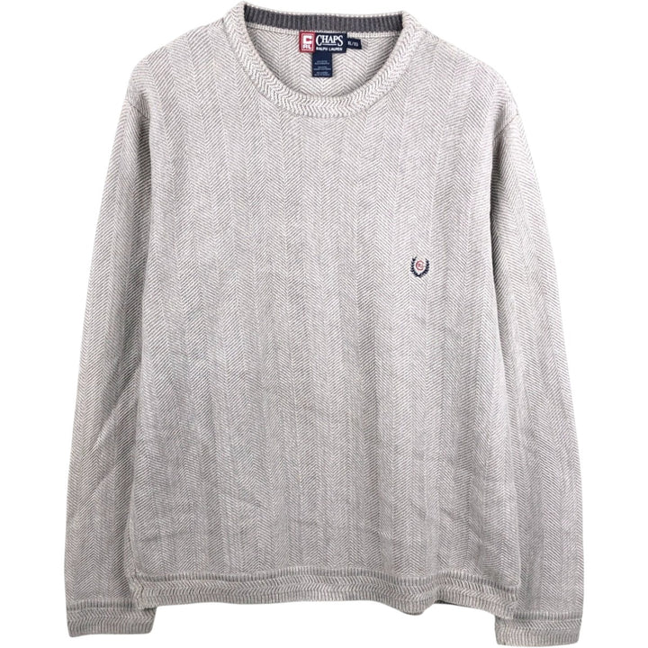 Ralph Lauren CHAPS Herringbone Cotton Knit Sweater Men's XL cotton gray type Vintage Second Hand