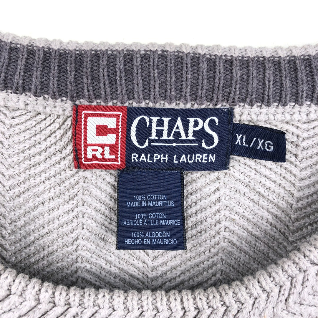 Ralph Lauren CHAPS Herringbone Cotton Knit Sweater Men's XL cotton gray type Vintage Second Hand