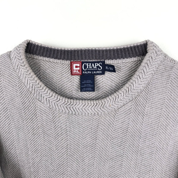 Ralph Lauren CHAPS Herringbone Cotton Knit Sweater Men's XL cotton gray type Vintage Second Hand