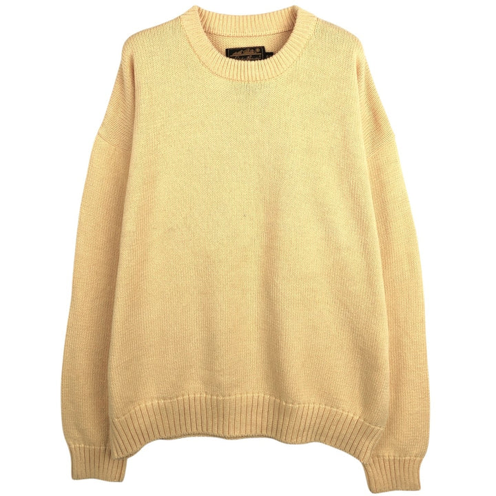 80s-90'S Eddie Bauer Black Tag Cotton Knit Sweater Men's XL Size Vintage cotton yellow type Vintage Second Hand