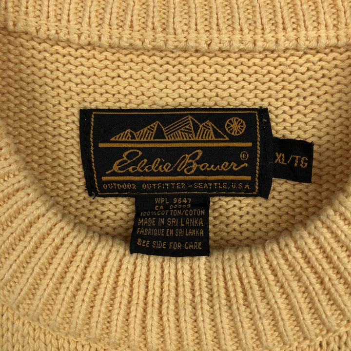 80s-90'S Eddie Bauer Black Tag Cotton Knit Sweater Men's XL Size Vintage cotton yellow type Vintage Second Hand
