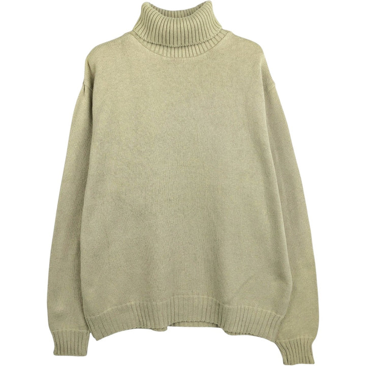 Vintage 70s-80'S LL Bean turtleneck cotton knit sweater, made in USA, men's size XL equivalent. cotton Beige type Vintage Second Hand