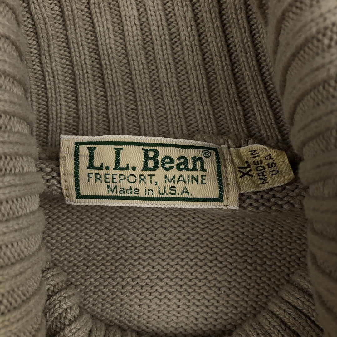Vintage 70s-80'S LL Bean turtleneck cotton knit sweater, made in USA, men's size XL equivalent. cotton Beige type Vintage Second Hand