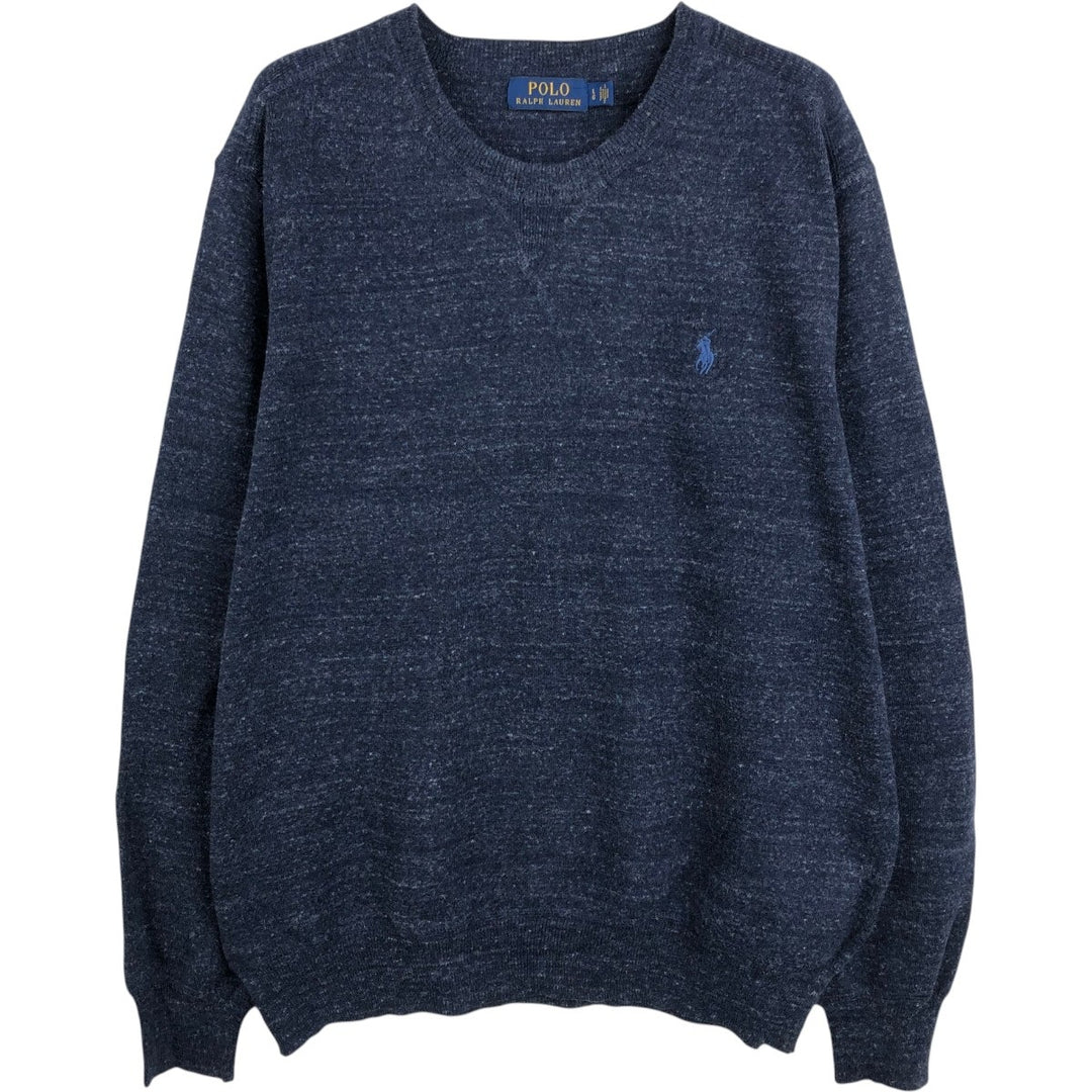 Ralph Lauren POLO RALPH LAUREN Cotton Knit Sweater Men's Size L cotton navy blue type Vintage Second Hand