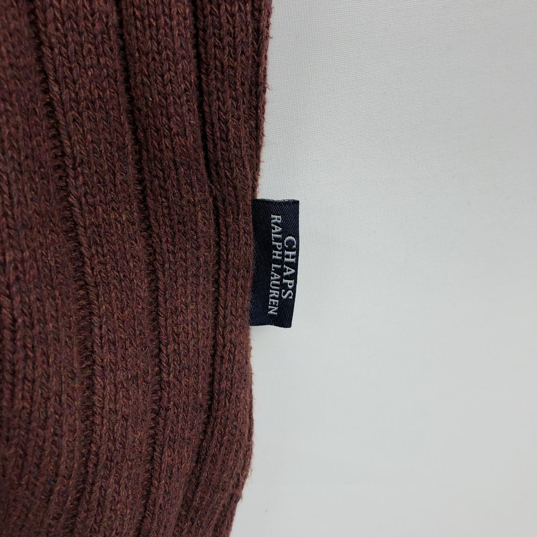 90'S Ralph Lauren CHAPS Ribbed V-Neck Cotton Knit Sweater, Made in USA, Men's Size L (Equivalent), Vintage cotton burgundy type Vintage Second Hand
