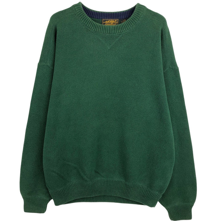 80s-90'S Eddie Bauer Black Tag Cotton Knit Sweater Men's Size L Vintage cotton Green type dark green Vintage Second Hand