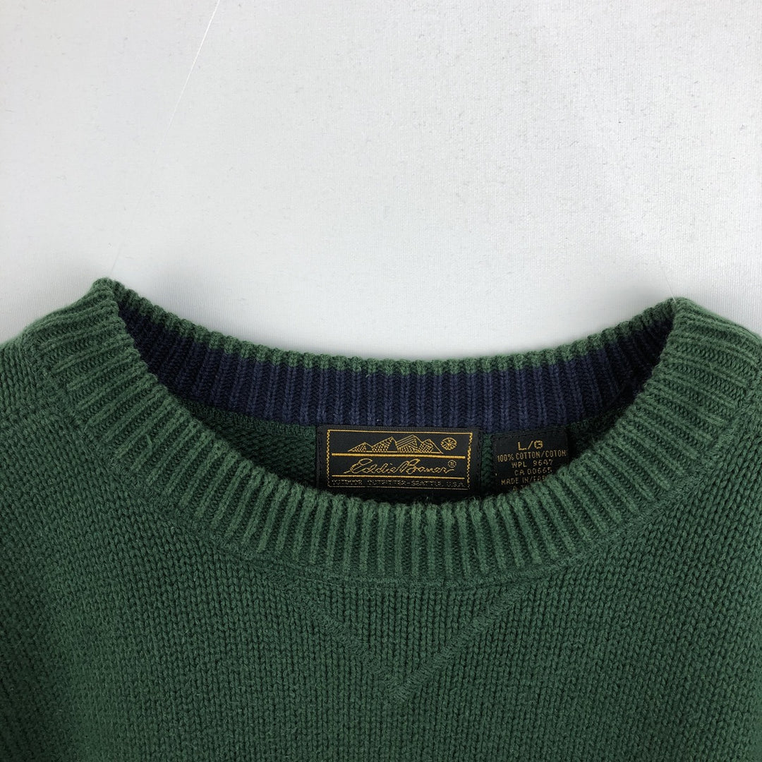 80s-90'S Eddie Bauer Black Tag Cotton Knit Sweater Men's Size L Vintage cotton Green type dark green Vintage Second Hand