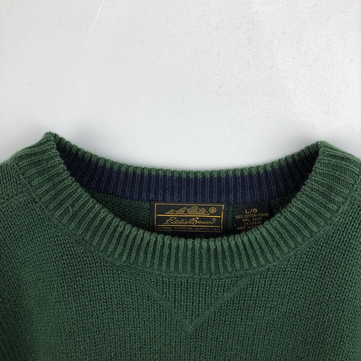 80s-90'S Eddie Bauer Black Tag Cotton Knit Sweater Men's Size L Vintage cotton Green type dark green Vintage Second Hand