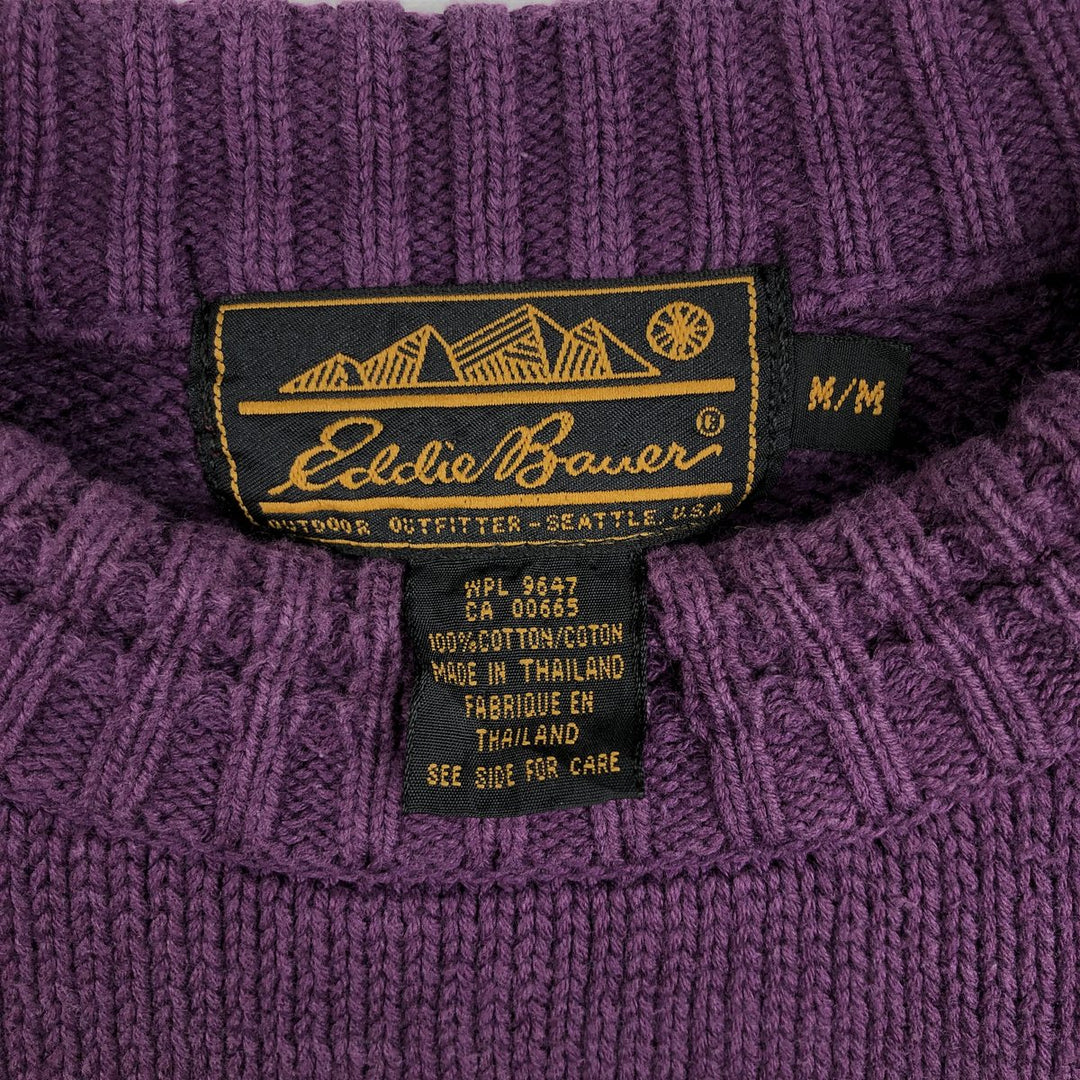 80s-90'S Eddie Bauer Black Tag Cotton Knit Sweater Men's M Size Vintage cotton purple type Vintage Second Hand