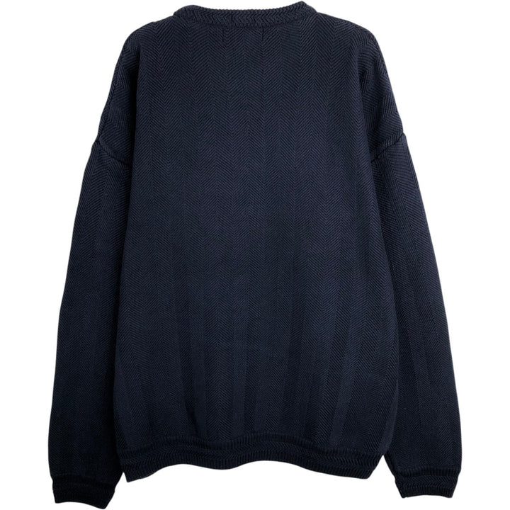 Ralph Lauren CHAPS Herringbone Cotton Knit Sweater Men's XL cotton navy blue type Vintage Second Hand