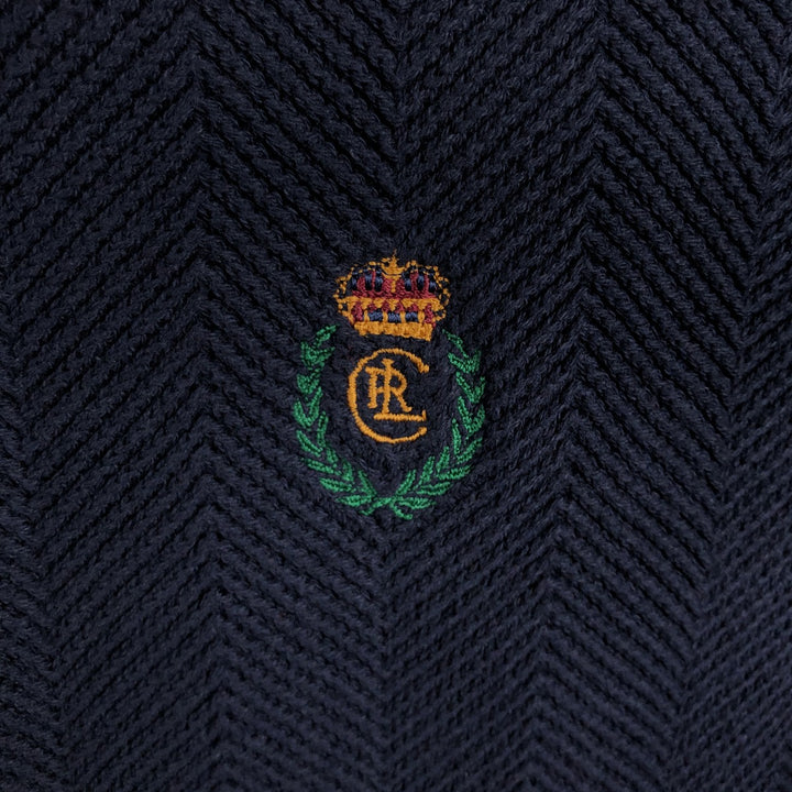 Ralph Lauren CHAPS Herringbone Cotton Knit Sweater Men's XL cotton navy blue type Vintage Second Hand