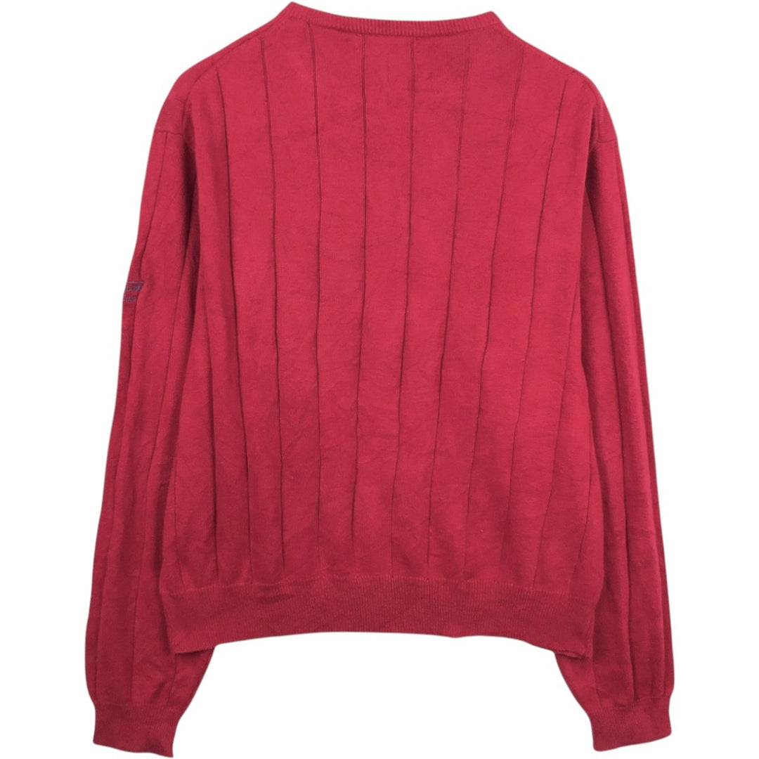 1990'S Ralph Lauren POLO GOLF Rib-Knit Cotton Sweater, Made in USA, Men's Size XL (approx.), Vintage cotton red type Vintage Second Hand