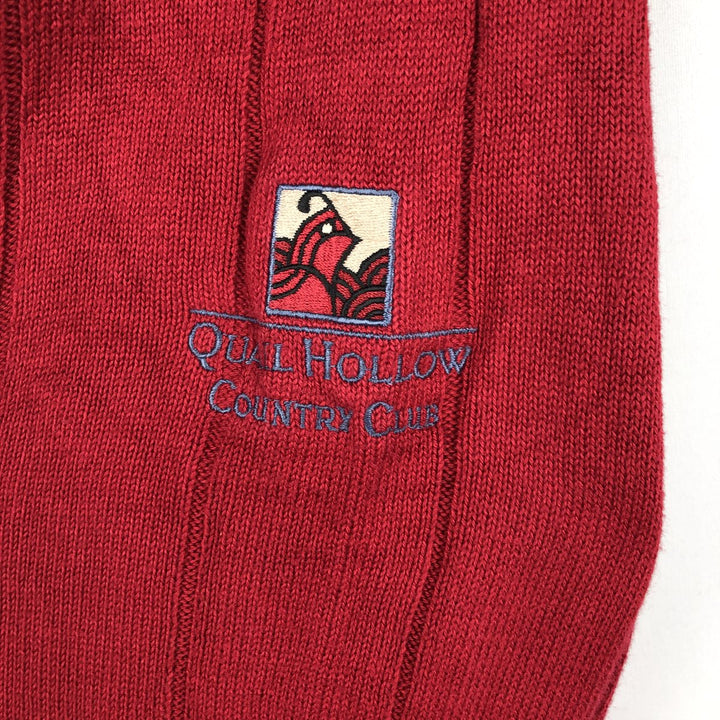 1990'S Ralph Lauren POLO GOLF Rib-Knit Cotton Sweater, Made in USA, Men's Size XL (approx.), Vintage cotton red type Vintage Second Hand