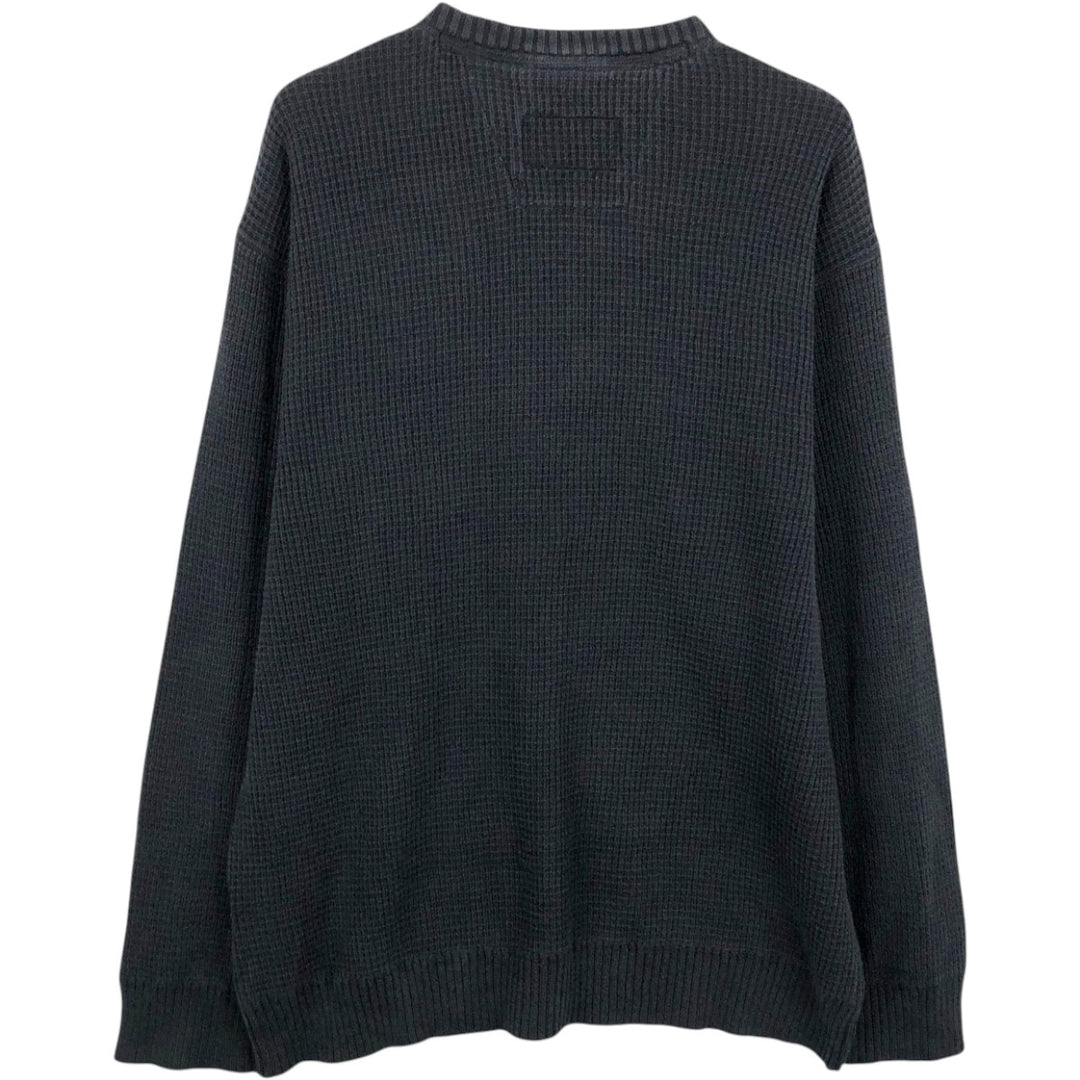 Harley-Davidson Rib-Knit Henley Neck Cotton Sweater, Men's Size L (approx.) cotton black type Vintage Second Hand