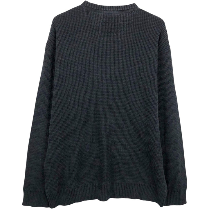 Harley-Davidson Rib-Knit Henley Neck Cotton Sweater, Men's Size L (approx.) cotton black type Vintage Second Hand