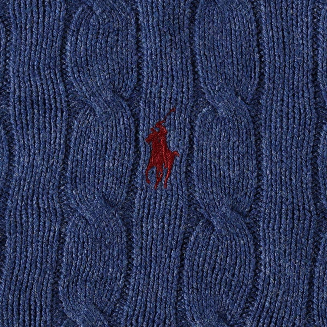 Ralph Lauren POLO RALPH LAUREN Cable Knit Silk Sweater, Made in Hong Kong, Men's Size XL (approx.) silk blue type Vintage Second Hand