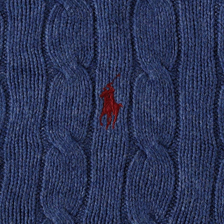 Ralph Lauren POLO RALPH LAUREN Cable Knit Silk Sweater, Made in Hong Kong, Men's Size XL (approx.) silk blue type Vintage Second Hand