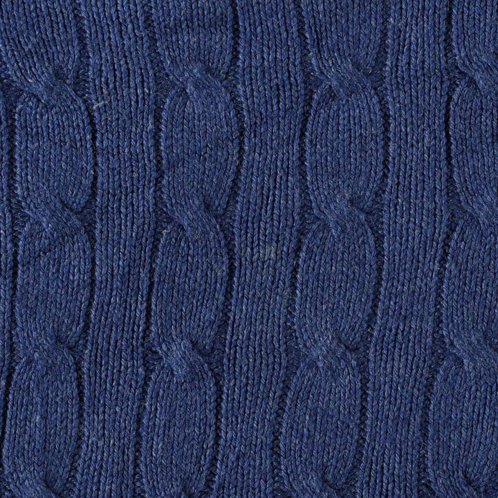 Ralph Lauren POLO RALPH LAUREN Cable Knit Silk Sweater, Made in Hong Kong, Men's Size XL (approx.) silk blue type Vintage Second Hand