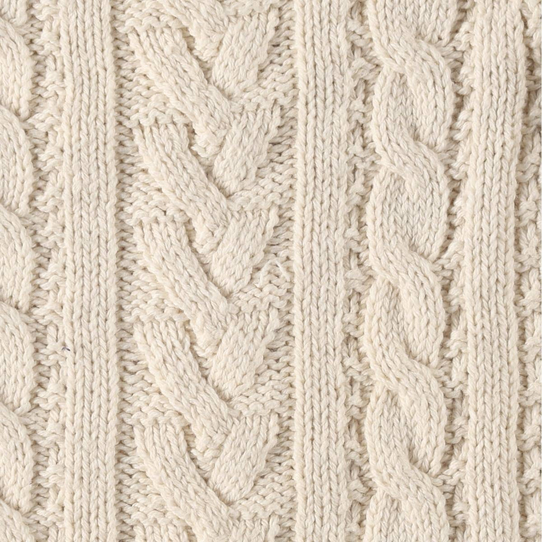 Brooks Brothers Cable Knit Cotton Sweater, Made in USA, Men's Size M (approx.) cotton ivory Vintage Second Hand