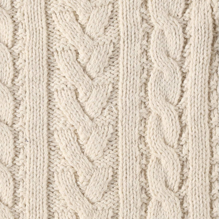 Brooks Brothers Cable Knit Cotton Sweater, Made in USA, Men's Size M (approx.) cotton ivory Vintage Second Hand