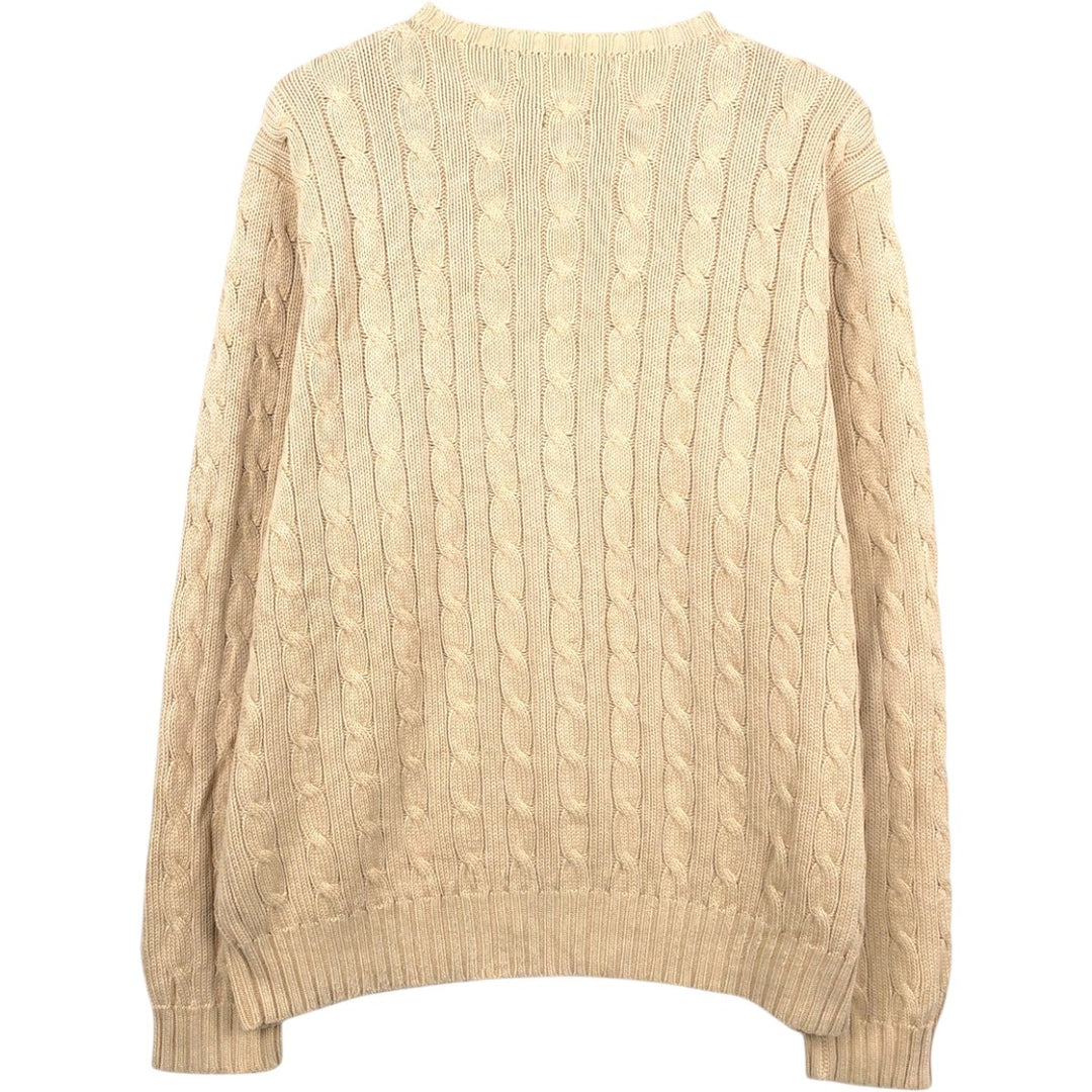 Ralph Lauren POLO by Ralph Lauren cable knit cotton sweater, men's size L cotton oro legacy Vintage Second Hand