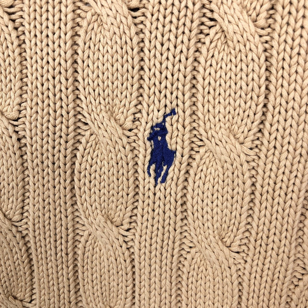 Ralph Lauren POLO by Ralph Lauren cable knit cotton sweater, men's size L cotton oro legacy Vintage Second Hand