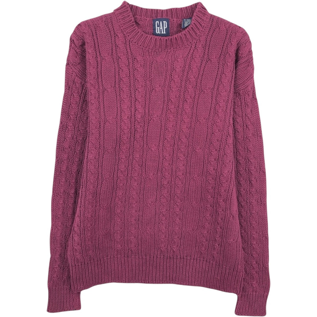 90'S GAP Old Gap Cable Knit Cotton x Ramie Sweater, Men's Size M (approx.), Vintage Lamy burgundy type Vintage Second Hand