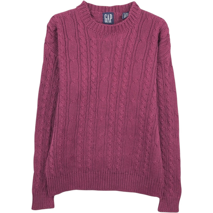 90'S GAP Old Gap Cable Knit Cotton x Ramie Sweater, Men's Size M (approx.), Vintage Lamy burgundy type Vintage Second Hand