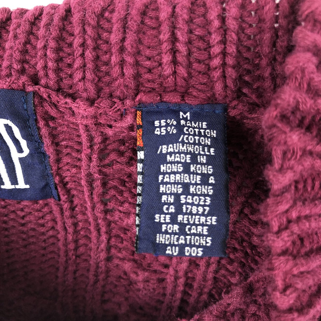 90'S GAP Old Gap Cable Knit Cotton x Ramie Sweater, Men's Size M (approx.), Vintage Lamy burgundy type Vintage Second Hand