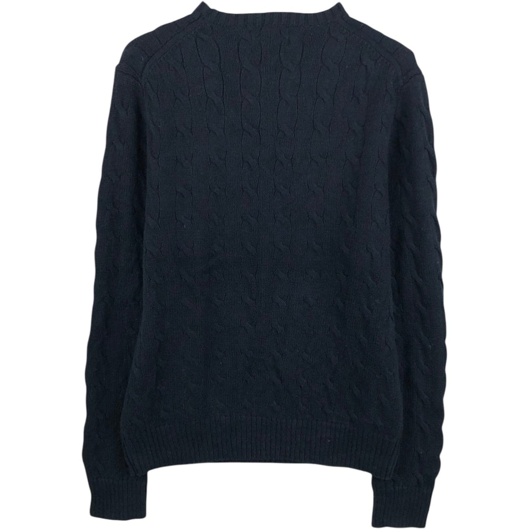 Ralph Lauren POLO RALPH LAUREN Cable knit cotton sweater Men's M size cotton navy blue type Vintage Second Hand