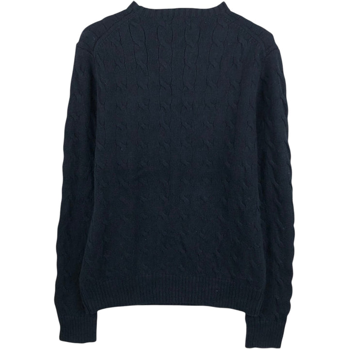 Ralph Lauren POLO RALPH LAUREN Cable knit cotton sweater Men's M size cotton navy blue type Vintage Second Hand