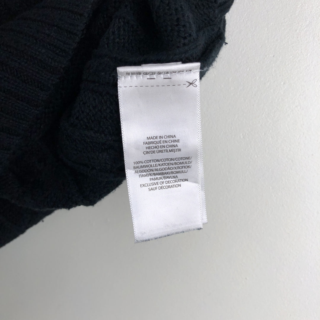 Ralph Lauren POLO RALPH LAUREN Cable knit cotton sweater Men's M size cotton navy blue type Vintage Second Hand