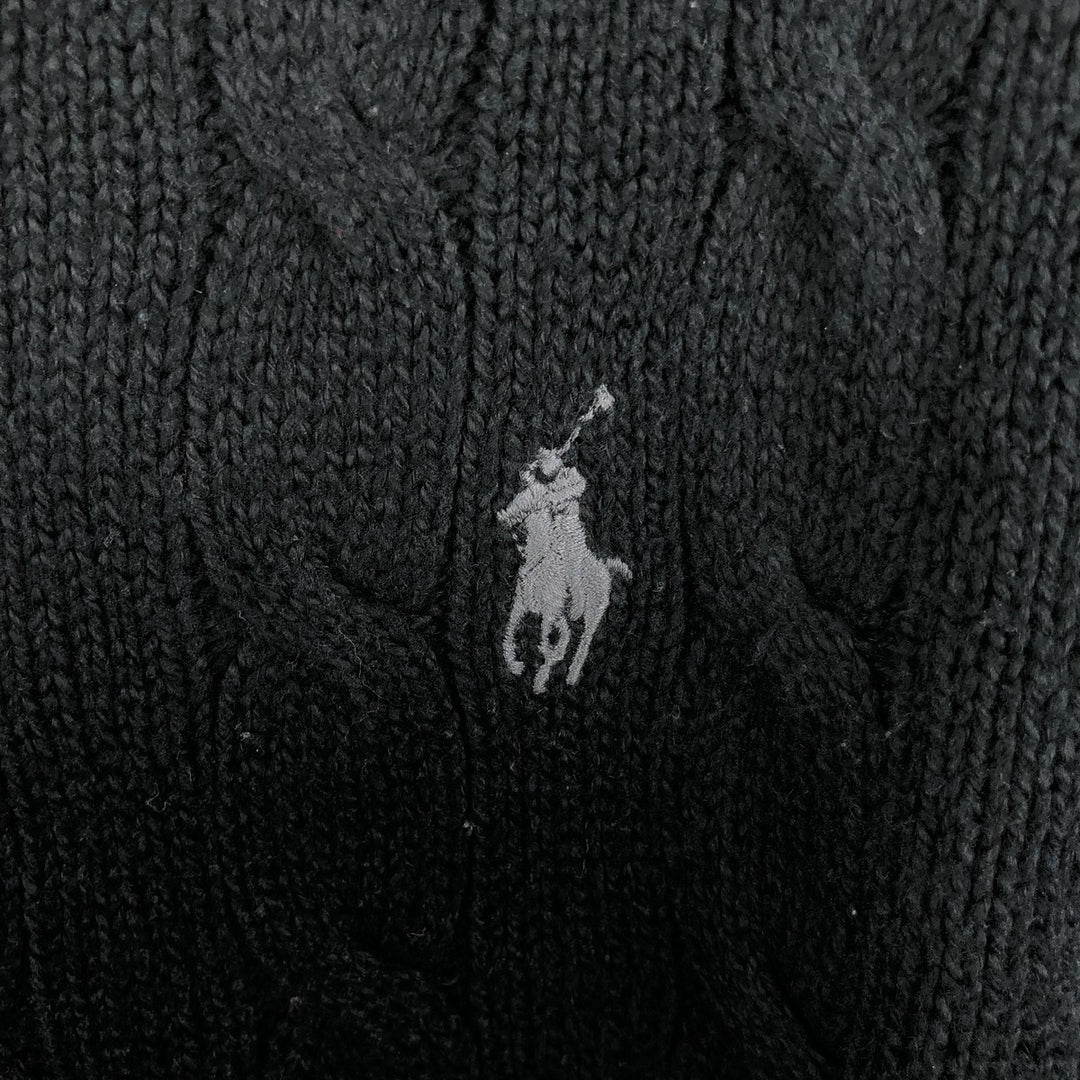 Ralph Lauren POLO RALPH LAUREN Cable knit cotton sweater Men's M size cotton navy blue type Vintage Second Hand