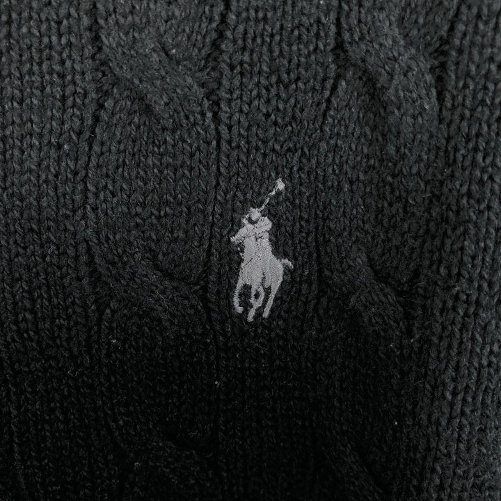 Ralph Lauren POLO RALPH LAUREN Cable knit cotton sweater Men's M size cotton navy blue type Vintage Second Hand