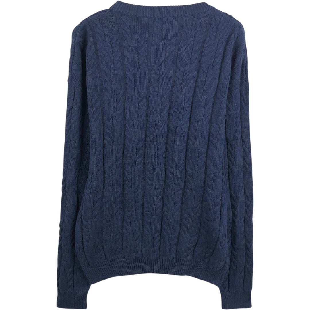 Ralph Lauren Chaps cable knit cotton sweater, men's size L cotton navy blue type Vintage Second Hand