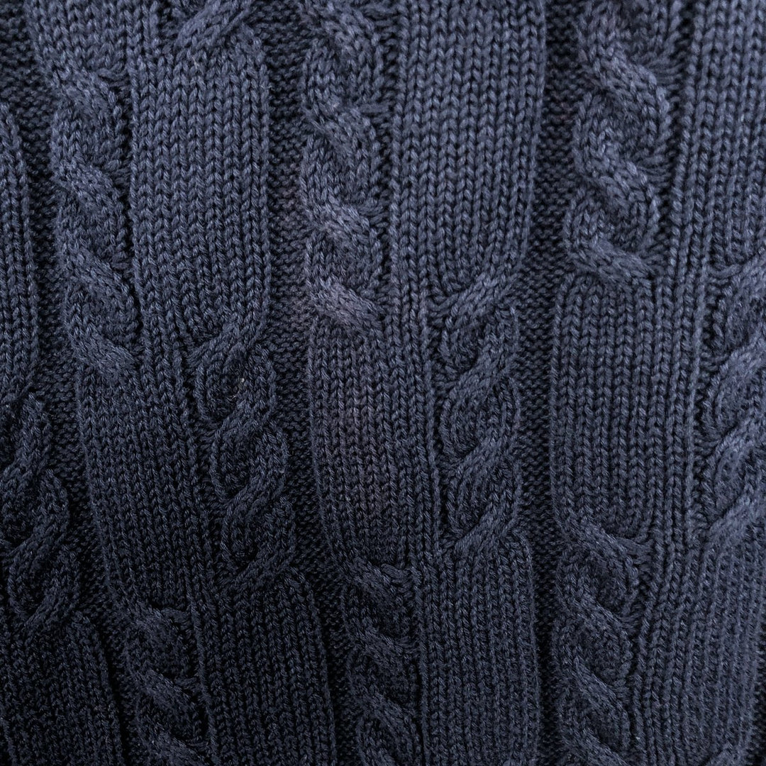 Ralph Lauren Chaps cable knit cotton sweater, men's size L cotton navy blue type Vintage Second Hand
