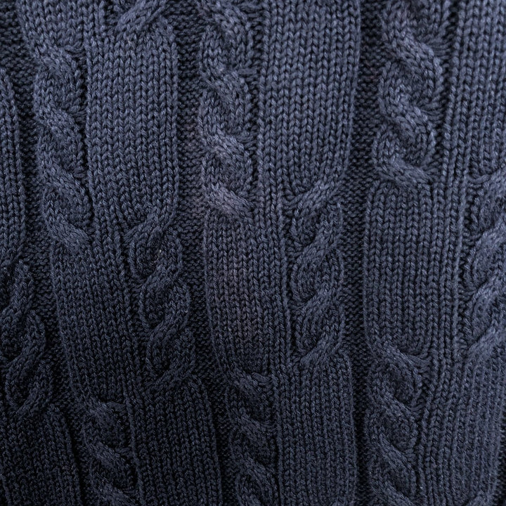 Ralph Lauren Chaps cable knit cotton sweater, men's size L cotton navy blue type Vintage Second Hand