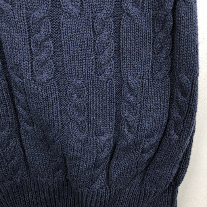 Ralph Lauren Chaps cable knit cotton sweater, men's size L cotton navy blue type Vintage Second Hand