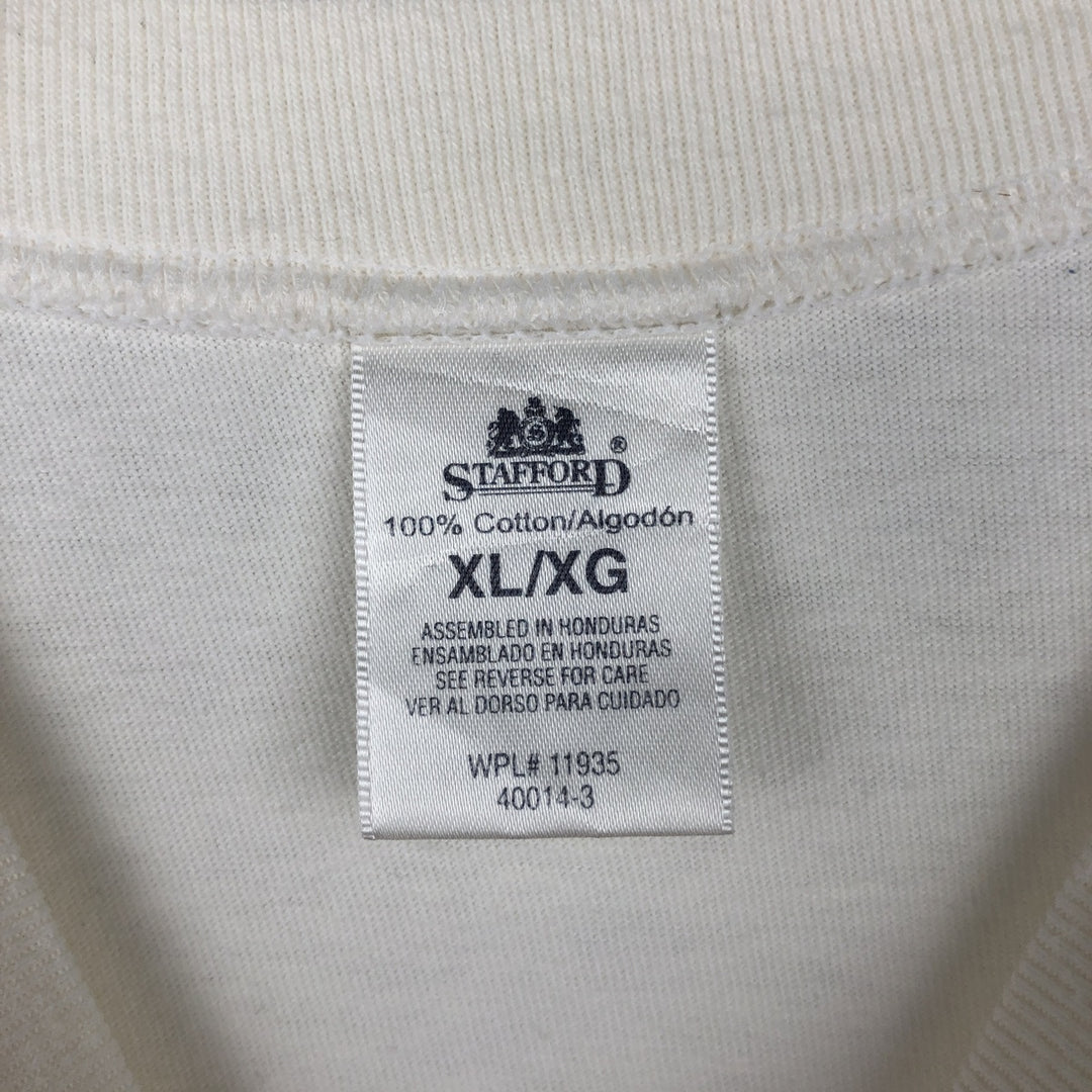 90'S Stafford College T-shirt, Men's XL equivalent, Vintage cotton pale white type Vintage Second Hand